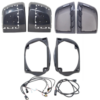 Hertz HSP3-13: Compatible with 1998 - 2013 Street Glide & Road Glide: High Performance Plug and Play 4 Speaker Kit with Saddlebag 6x9 with Grill Cut-In Kit