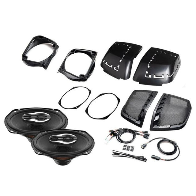 Hertz HD14H 6x9: For 2014 - 2023 Saddle Bag Lid Kit with Speaker Harness and SX690 NEO.1 3- Way Speakers