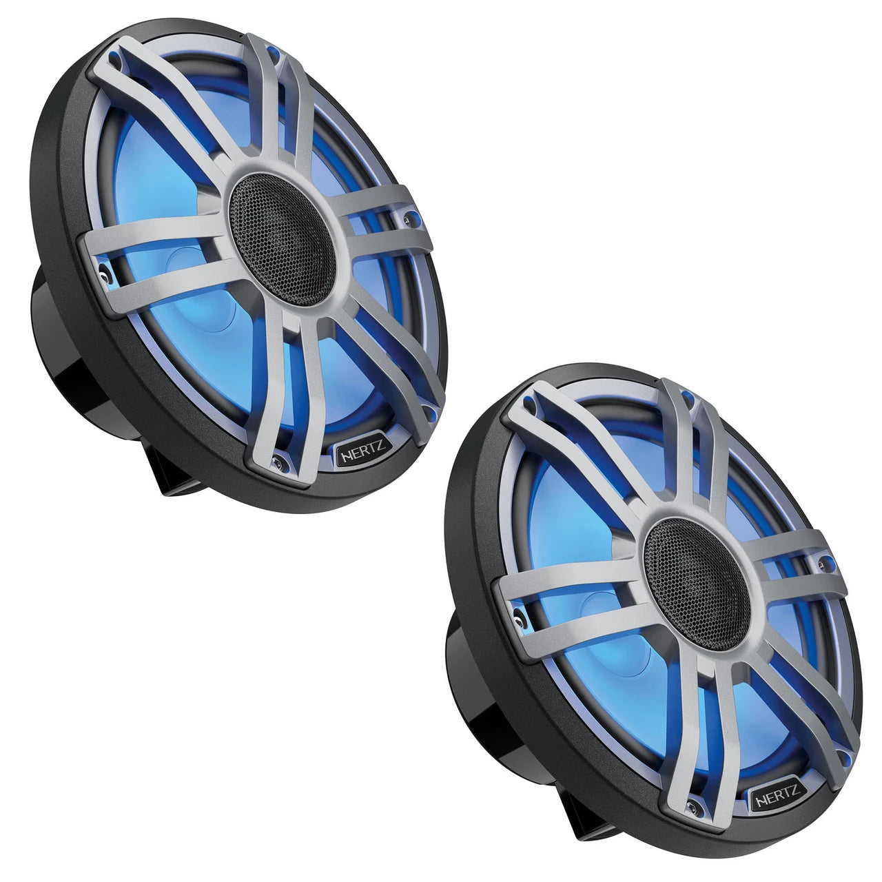 Hertz HMX 6.5 S-LD-G - 6.5" 4-Ohm Coaxial Marine Speakers with RGB LEDs, Gray Sport Grilles, Pair