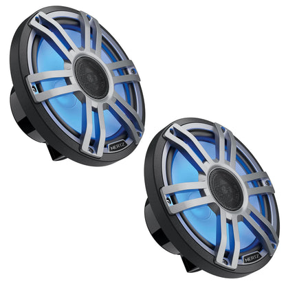 Hertz HMX 6.5 S-LD-G - 6.5" 4-Ohm Coaxial Marine Speakers with RGB LEDs, Gray Sport Grilles, Pair