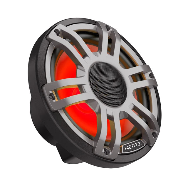 Hertz HMX 7.7 S-LD-G – 7.7" Hi-End LED Marine Coaxial Speakers, 200W Peak, 4Ω, IP65 Water-Resistant, Sport Grille, UV & Salt Fog Certified