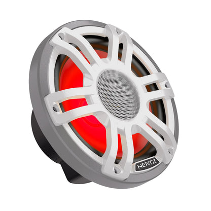Hertz HMX 7.7 S-LD-SW – 7.7" Hi-End LED Marine Coaxial Speaker, 200W Peak, 4Ω, IP65 Water-Resistant, White Sport Grille, UV & Salt Fog Certified