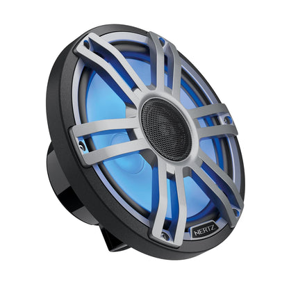 Hertz HMX 8 S-LD-G - 8" 4-Ohm Coaxial Marine Speakers with RGB LEDs, Gray Sport Grilles, Pair