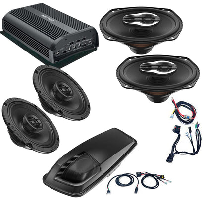 Hertz HSP3-13: Compatible with 1998 - 2013 Street Glide & Road Glide: High Performance Plug and Play 4 Speaker Kit with Saddlebag 6x9 with Grill Cut-In Kit
