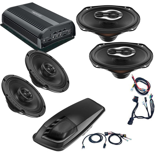Hertz HSP3-13: Compatible with 1998 - 2013 Street Glide & Road Glide: High Performance Plug and Play 4 Speaker Kit with Saddlebag 6x9 with Grill Cut-In Kit