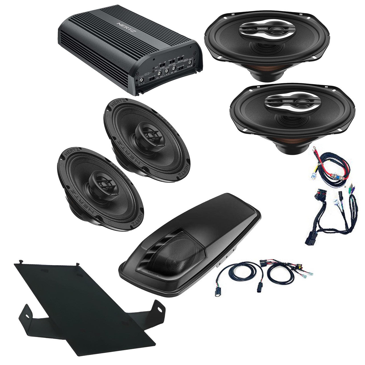Hertz HSP3-14: For 2014 - 2023 Street Glide & Road Glide: High Performance Plug and Play 4 Speaker Kit with Saddlebag 6x9 with Grill Cut-In Kit