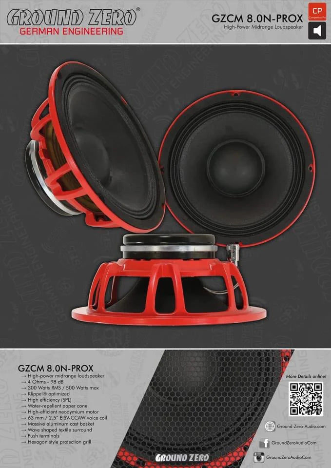 GZCM 6.5N-PROX 165 mm / 6.5″ high power midrange speaker with neodymium motor/    GZCM 8.0N-PROX200 mm / 8″ high power midrange speaker with neodymium motor