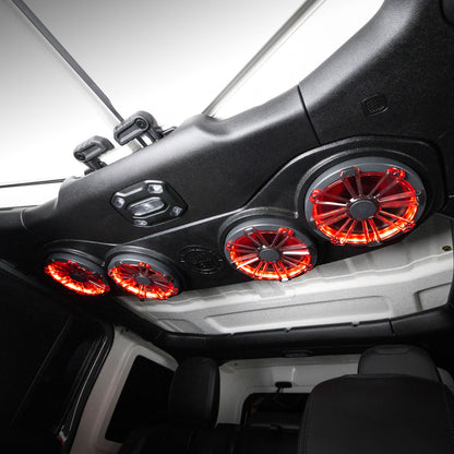 MB Quart Jeep Wrangler (JL) / Gladiator (JT) Tuned Rear Soundbar with 8 Inch Coaxial Speakers, Enclosure, and RGB LED Lighting