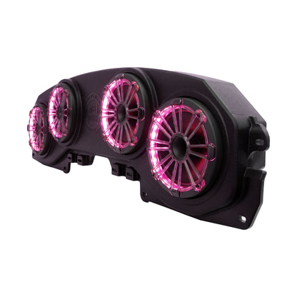 MB Quart Jeep® Wrangler (JL) / Gladiator (JT) Tuned Rear Soundbar with 8 Inch Compression Horn Speakers, Enclosure, and RGB LED Lighting