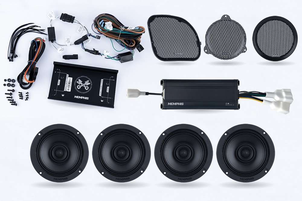 Memphis Audio MXAHDPRO4 4 6.5 Inch Speaker Motorcycle Audio compatible with Harley Davidson Direct OEM Kits