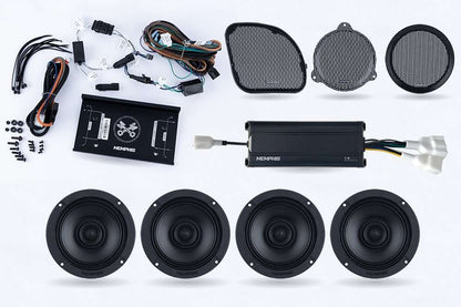 Memphis Audio MXAHDPRO4 4 6.5 Inch Speaker Motorcycle Audio compatible with Harley Davidson Direct OEM Kits