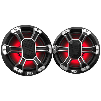 MTX Audio PS65C Powersports 6.5” 85-Watt RMS 4Ω Coaxial Speaker Pair IP-67 Rated with RGB Lighting and Customizable Grilles