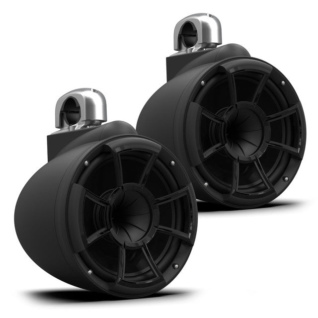 Wet Sounds REV 10 SE B-FC SA V2 - Matte Black REV10 Special Edition - Revolution Series 10" Tower Speakers, Pair with Aluminum Fixed Clamps