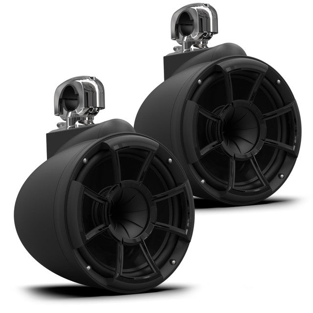 Wet Sounds REV 10 SE B-SC V2 - Matte Black REV10 Special Edition - Revolution Series 10" Tower Speakers, Pair with Swivel Clamps
