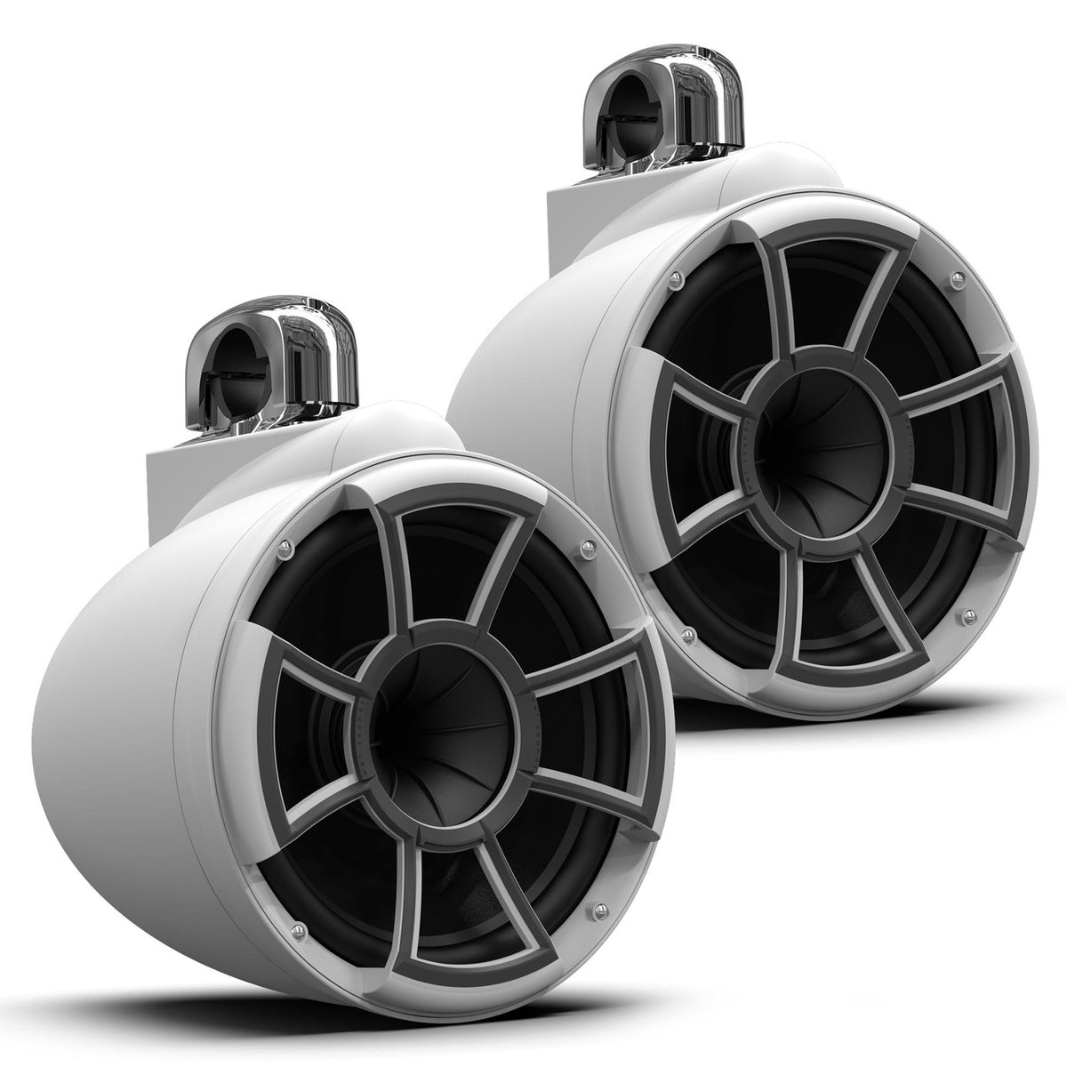 Wet Sounds REV 10 SE B-FC SS V2 - Matte Black REV10 Special Edition - Revolution Series 10" Tower Speakers, Pair with Fixed Clamps