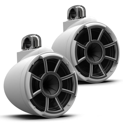Wet Sounds REV 10 SE B-FC SS V2 - Matte Black REV10 Special Edition - Revolution Series 10" Tower Speakers, Pair with Fixed Clamps