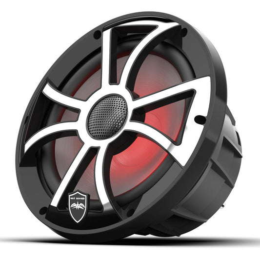 Wet Sounds REVO 8 XS-B-SS V3 - Revolution Series 8" RGB LED Marine Coaxial Speakers with Black/Stainless XS Grilles, Pair
