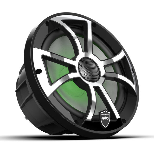 Wet Sounds REVO 8 XS-B-SS V3 - Revolution Series 8" RGB LED Marine Coaxial Speakers with Black/Stainless XS Grilles, Pair