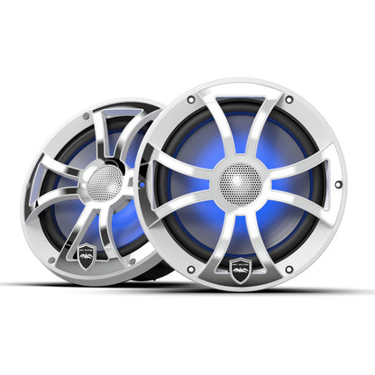 Wet Sounds REVO 8 XS-B-SS V3 - Revolution Series 8" RGB LED Marine Coaxial Speakers with Black/Stainless XS Grilles, Pair