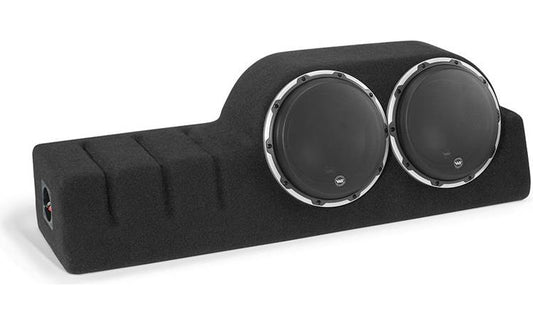 JL Audio Stealthbox® Custom-fit fiberglass enclosure with two 10" W6v3 subwoofers Fits 2006-up Dodge Ram Mega Cab